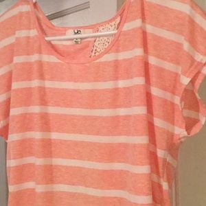 Cream and melon open back shirt